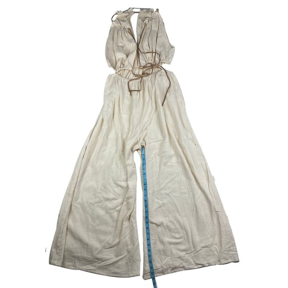 Cuca Strappy Cutouts Adjustable Canvas Jumpsuit with Secret Pants S/M - Picture 8 of 9